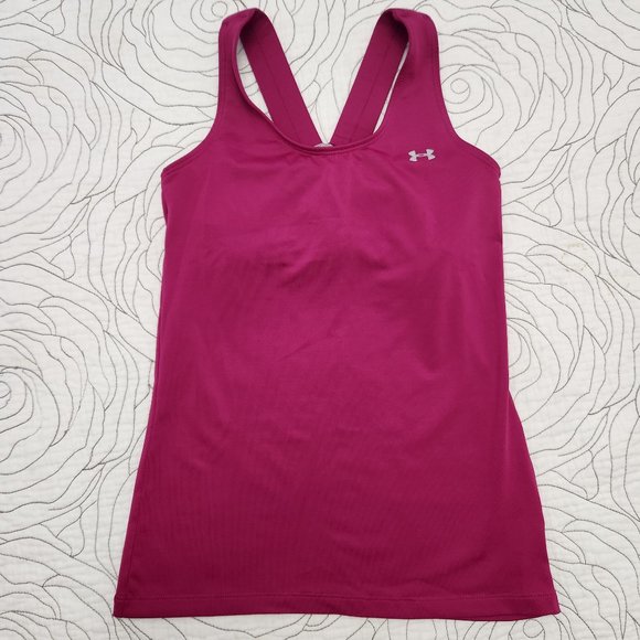 UNDER ARMOUR [XS] Pink Athletic Under Armour Tank with Built-In Bar - Picture 1 of 10